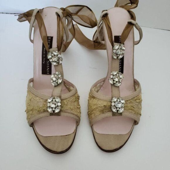 Rickard Shah Heels Sandals Shoes Rhinestones OPEN TOE Women's WOMAN'S Size 7 ½ - Picture 8 of 9